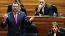 El presidente del Principado, Adri�n Barb�n, durante su intervenci�n en la Junta General del Principado