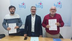 Xurxo Rodrguez, scar Insua y Xos Manuel Pose, este viernes en Carballo.