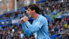 Tadeo Allende, celebrando el �nico gol que marc� con el Celta frente al Getafe.