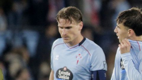 El central del Celta Carl Starfelt, tras el partido ante el Lyon de este jueves.