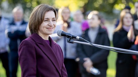 La presidenta de Moldavia, Maia Sandu, en un evento electoral.