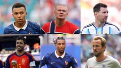 Varios futbolistas destacaron en el Mundial 2026. De izquierda a derecha y de arriba a abajo: Kylian Mbapp�, Erling Haaland, Leo Messi, Rodri, Michael Olise y Harry Kane.
