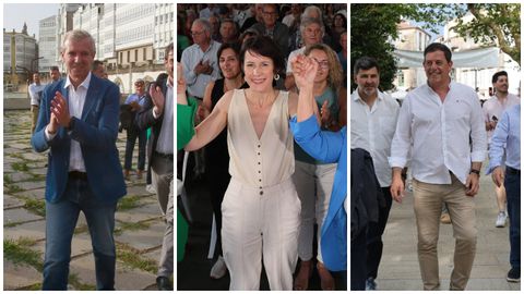 Los candidatos del PPdeG,BNG y PSdeG, en el cierre de campaa del 9J.