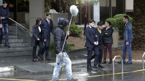 La sargento Neira y Diego Baz�n, ayer en A Coru�a. 