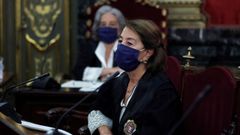 La fiscala Pilar Fern�ndez Valcarce, durante la vista celebrada para revisar la condena e inhabilitaci�n del presidente de la Generalitat, Quim Torra