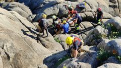 Imagen de archivo de un escalador en una zona rocosa de Priori�o.