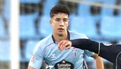 Hugo Burcio, durante el partido entre Celta Fortuna y Real Madrid Castilla en Bala�dos.