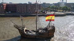 Imagen de la Nao Santa Mar�a durante una visita a Liverpool