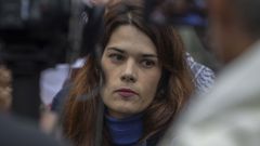Isa Serra, portavoz de Podemos, en la concentraci�n en favor de Palestina que tuvo lugar en Santiago de Compostela 