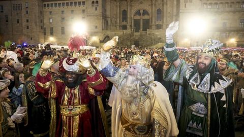 Los Reyes a su llegada a Santiago