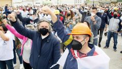 Imagen de una concentraci�n reciente en defensa de la planta de aluminio de San Cibrao