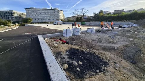 Visita a las obras del futuro parque urbano de A Parda, en Pontevedra