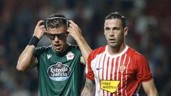 Montero se coloca las gafas junto al delantero del Sporting �lvaro V�zquez