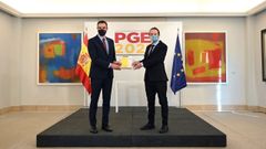  El presidente del gobierno, Pedro S�nchez), y el vicepresidente segundo, Pablo Iglesias, en la presentaci�n de los Presupuestos