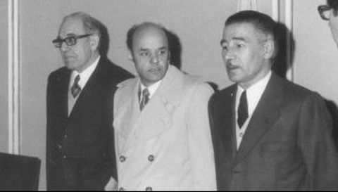 El alcalde de Ribadavia entre 1970 y 1975, Vctor Lpez Quijada (en el centro), en un acto del IES do Ribeiro
