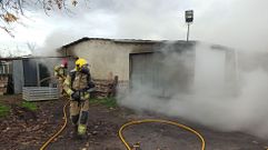 Incendio en un secadero de salchich�n en Monforte