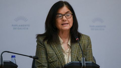 Covadonga Salgado, directora del Instituto Tecnol�gico para o Control do Medio Mari�o de Galicia (Intecmar), el 12 de mayo del 2026, en la Comisi�n de Pesca del Parlamento gallego.