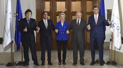 Ursula Von der Leyen, con los presidentes de los pases del Mercosur