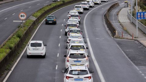 Protesta de los taxistas coru�eses contra los VTC