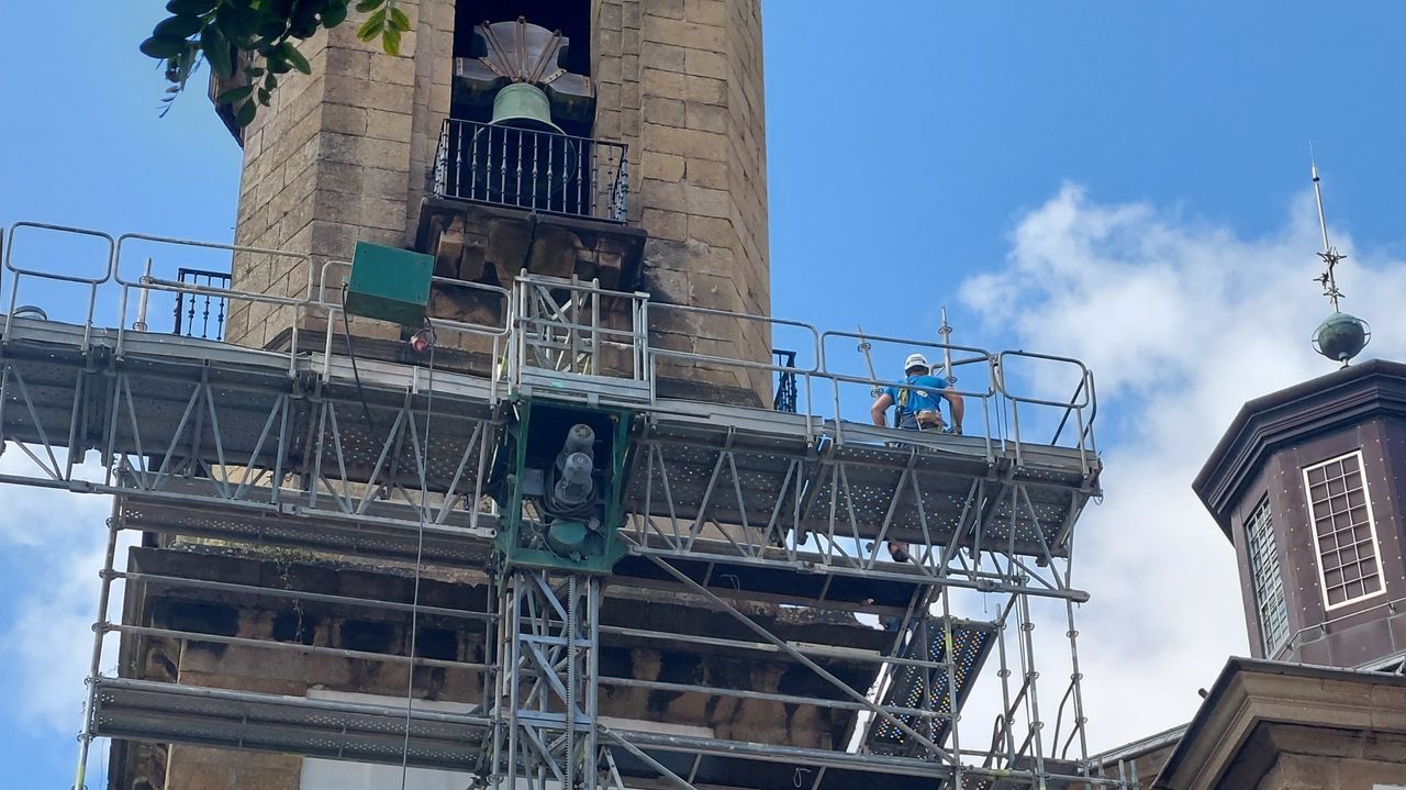 La rehabilitación de la concatedral ferrolana afronta su última fase con las obras de la torre sur