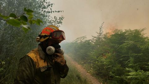 Extincin de un incendio en Froxn, en Folgoso do Courel