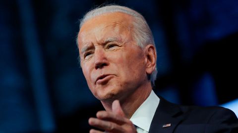 Joe Biden, durante su discurso tras haber sido confirmado vencedor de las elecciones en Estados Unidos