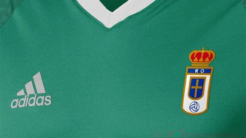 Camiseta verde Real Oviedo Lorca Horizontal.Imagen de la nueva camiseta que se usara en Lorca