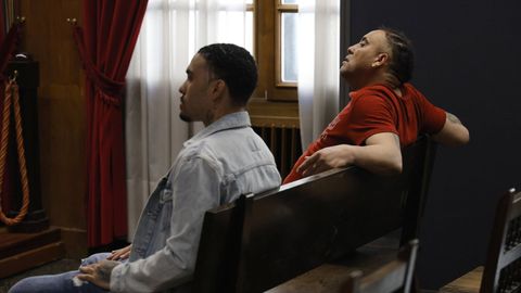 Los acusados, durante el juicio en Ourense
