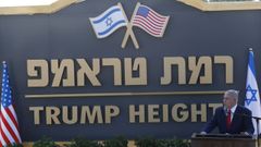 Netanyahu  este domingo  en la inauguraci�n de Ramat Trump, Altos de Trump, una nueva colonia jud�a en el Gol�n