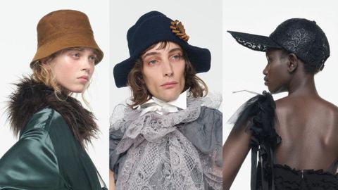 Modelos se sombreros dise�ados por Galliano.