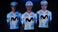 Carlos Canal (derecha), en la presentacin del maillot del Movistar Team para La Vuelta 24.