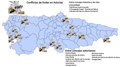Conflictos de lindes en concejos asturianos desde el a�o 2005. Fuente: Instituto Geogr�fico Nacional