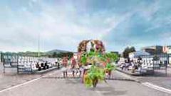 Recreaci�n de c�mo quedar�n las gradas en la explanada portuaria (infograf�a de Eva Partido Alonso)