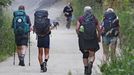 Un grupo de peregrinos realizan el Camino de Santiago, en una imagen de archivo