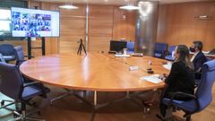 La conselleira Ethel V�zquez, durante la videoconferencia de la Conferencia Nacional de Transportes