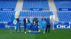 Diego Cervero, Miguel Linares, Marian�n, Lalo, Borja Bast�n, Carlos y Gal�n, en el Carlos Tartiere