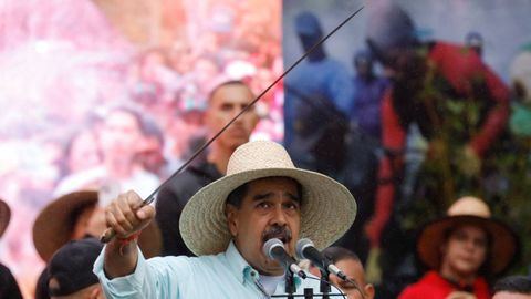 El presidente venezolano, Nicol�s Maduro, durante un acto ante seguidores en Caracas