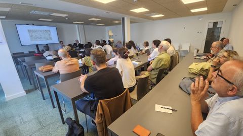 Detalle da charla de Diego Rodr&iacute;guez nunha das salas da C&aacute;tedra Rosal&iacute;a da USC.