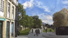 Imagen virtual de como quedar�a el acceso al parque de Belv�s, sin la Casa da Xuventude, seg�n el proyecto del PP en su mandato, cuando lleg� a licitar su derribo.