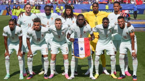 Once de la selecci�n de Francia en la eliminatoria de cuartos de final contra Marruecos.