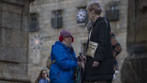 Imagen de fr�o que deja la jornada en Santiago.