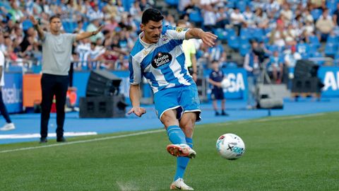Miguel Loureiro, en un partido de esta temporada en Riazor