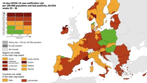 Indicador combinado: tasa de notificacin de 14 das, tasa de prueba y positividad de la prueba, actualizado el 16 de septiembre de 2021