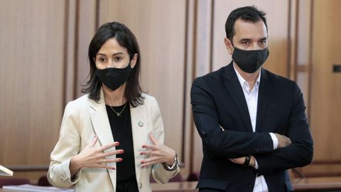 La presidenta de Adif, Isabel Pardo de Vera, y el secretario general de Infraestructuras, Sergio Vzquez Torrn,  en Monforte