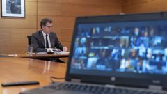 Comparecencia de Feijoo tras la d�cima videoconferencia dominical con S�nchez