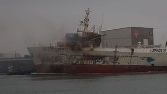 El Awadi, a primera hora del miércoles, en el puerto de Ribeira.