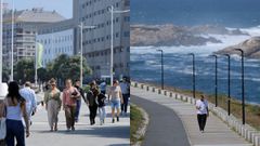 A la izquierda, el tramo del paseo martimode la Avenida Pedro Barri de la Maza, donde empez todo. A la derecha, O Portio, la ltima fase inaugurada.
