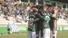 Celebraci�n del Racing en el partido contra Algeciras.