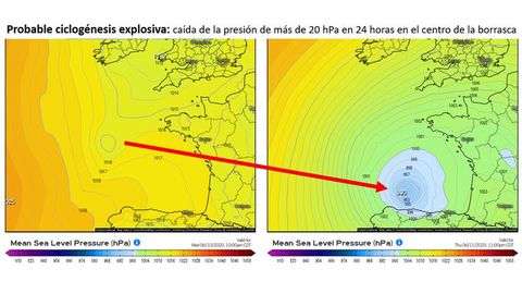 Probable ciclognesis explosiva que impactar en Asturias