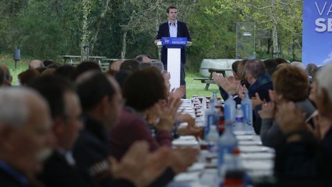 Mitin del presidente del PP, Pablo Casado, en la romera popular de Nemenzo, el pasado 14 de abril